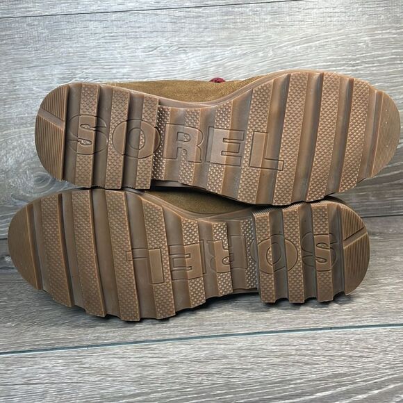 Sorel Phoenix Short Lace Waterproof Tan Suede Women’s Sz 6.5 Shearling Boots - Picture 8 of 11